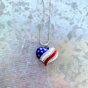 USA flag heart necklace